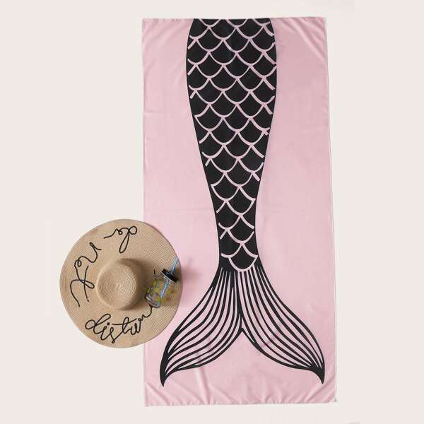 

Mermaid Tail Pattern Beach Blanket, Multicolor