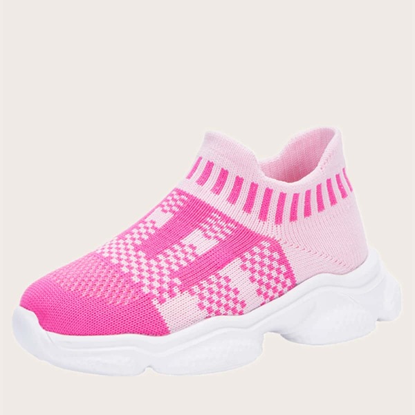 

Girls Slip On Knit Chunky Sneakers, Pink