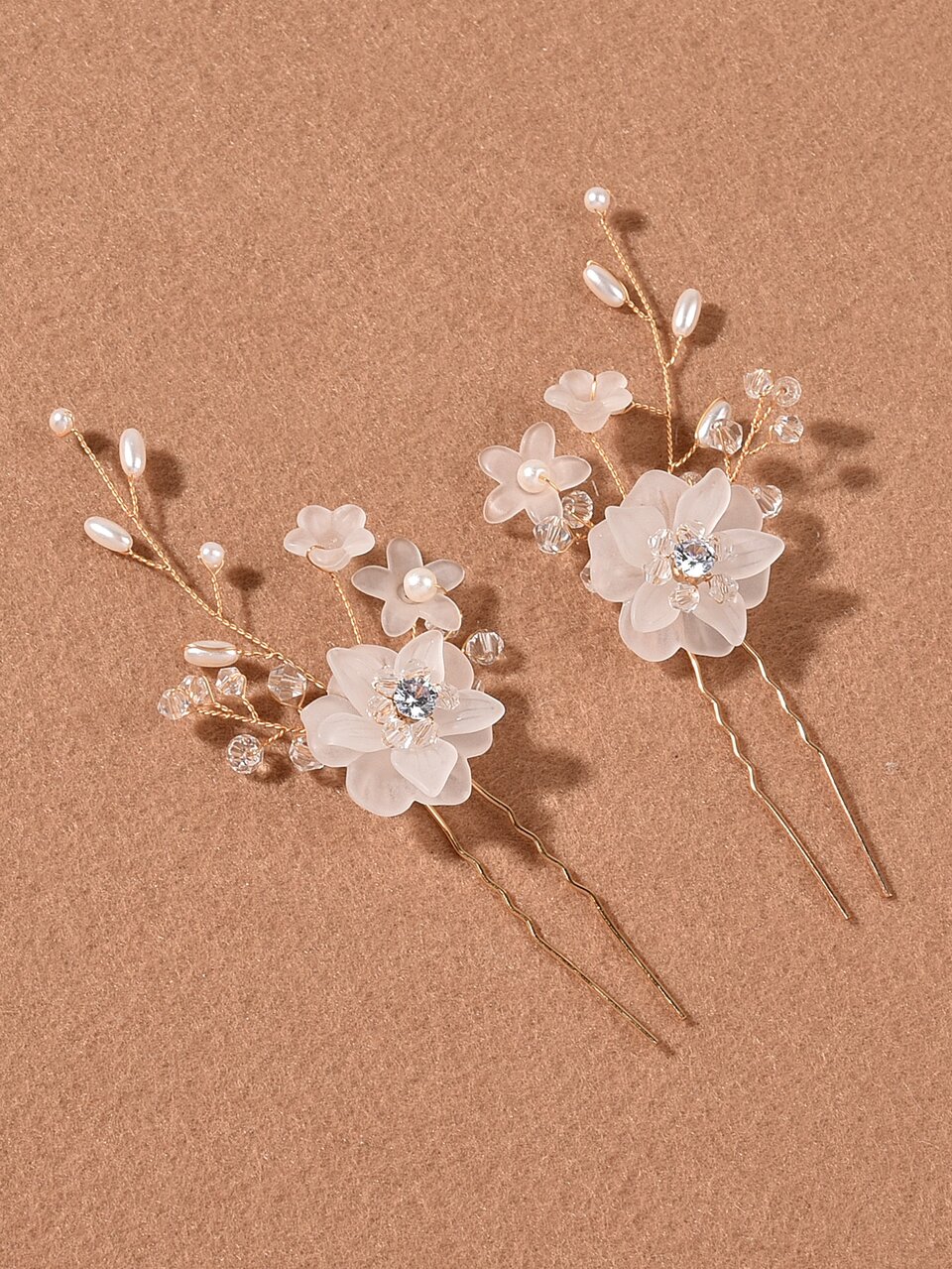 3pcs Faux Pearl & Flower Decor Hairpin Elegant Hair Accessories Bridal Headwear Valentine's Day Accessories,Wedding Hair Accessories