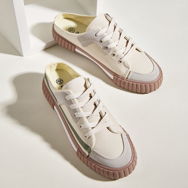

Lace-up Front Canvas Shoes, Beige