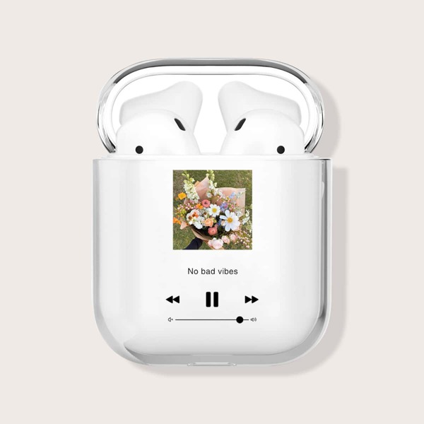 

Прозрачный чехол для Airpods с цветочным узором, Многоцветный