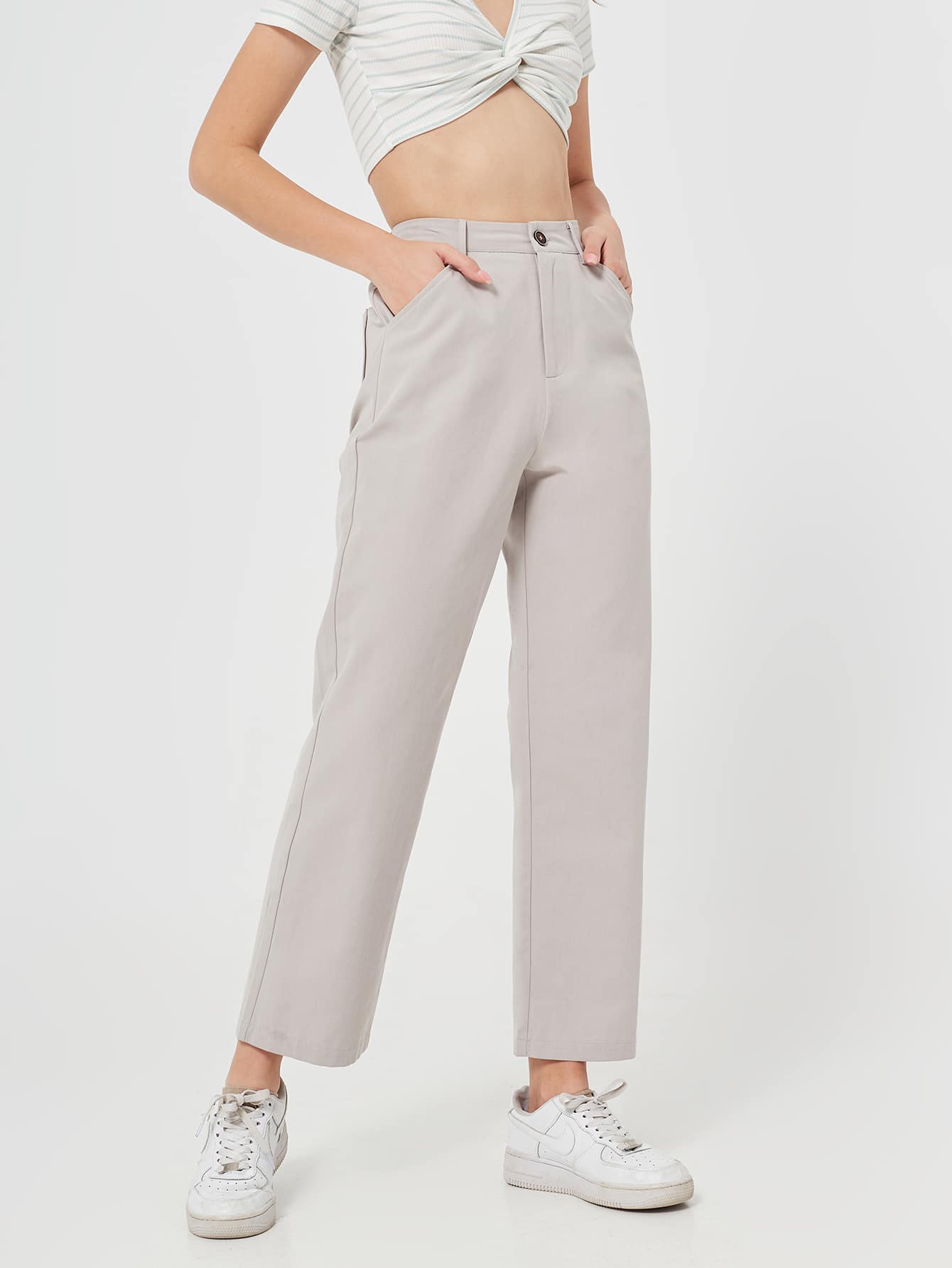 Lo nuevo en Pantalones unicolores de pierna recta!| ROMWE México