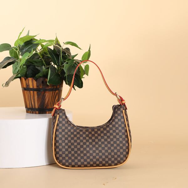 

Geometric Print Shoulder Bag, Brown