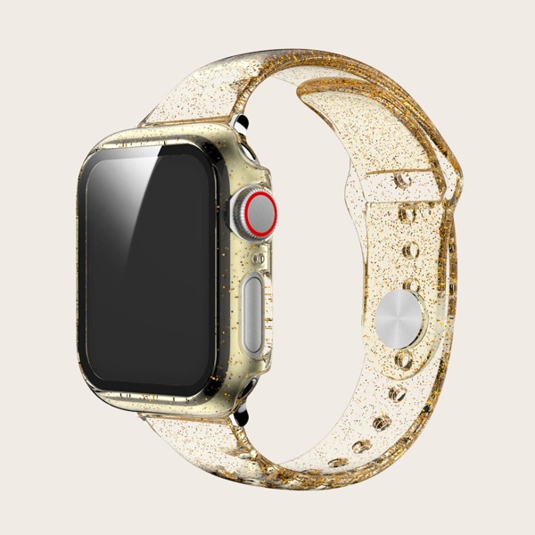 

1pc Glitter Apple Watchband & 1pc Watch Case, Gold