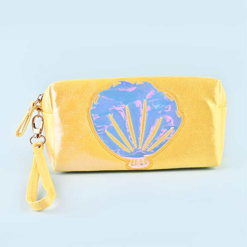 

Shell Embroidered Glitter Makeup Bag, Yellow