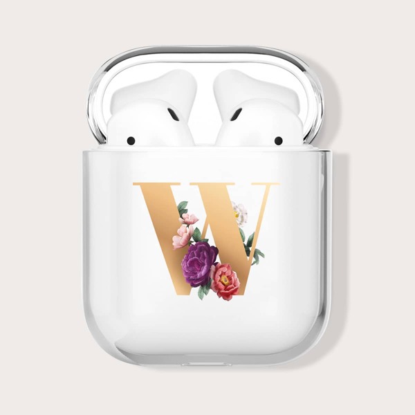 

Прозрачный чехол для Airpods с текстовым принтом