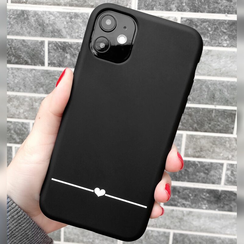 

Heart Print iPhone Case, Black