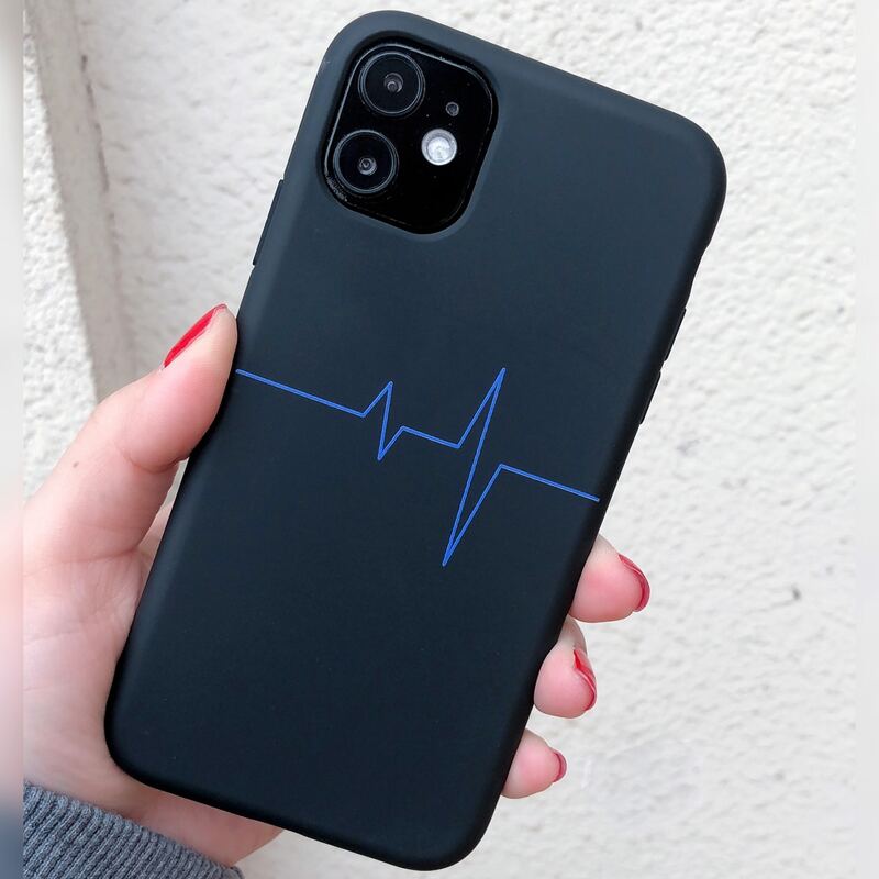 

Heartbeat Pattern iPhone Case, Black