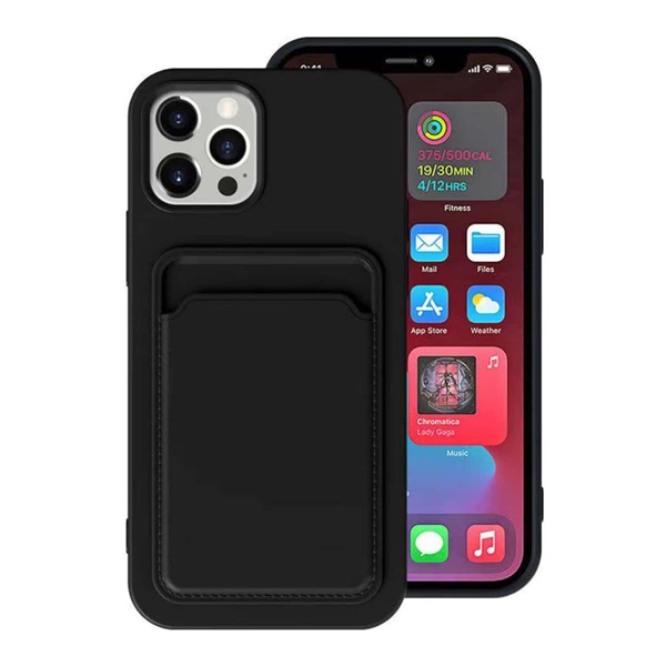 Silicone Wallet iPhone Case, Black