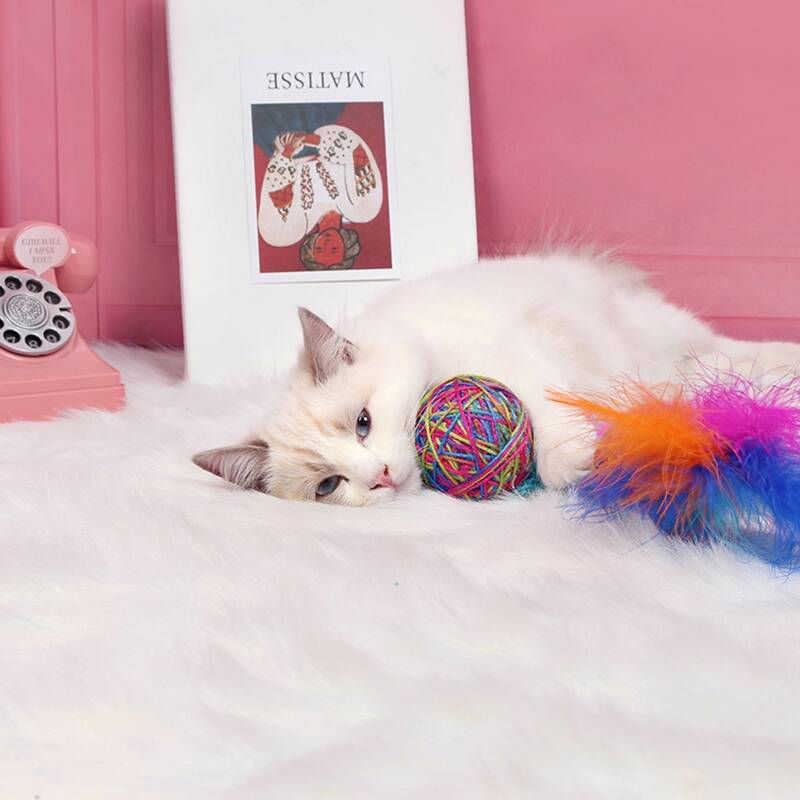 

1pc Cotton Ball Pet Sound Toy, Multicolor