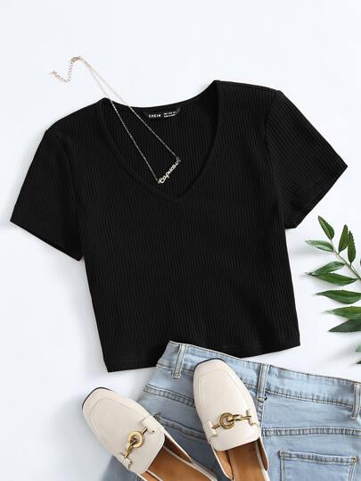 Camisetas de Tallas grandes Canalé Liso Casual