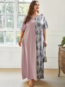 Al Najma 大碼雙色花卉圖案直筒連衣裙 - 彩色 - 查看 1