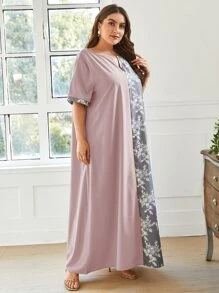 Al Najma 大碼雙色花卉圖案直筒連衣裙 - 彩色 - 查看 5