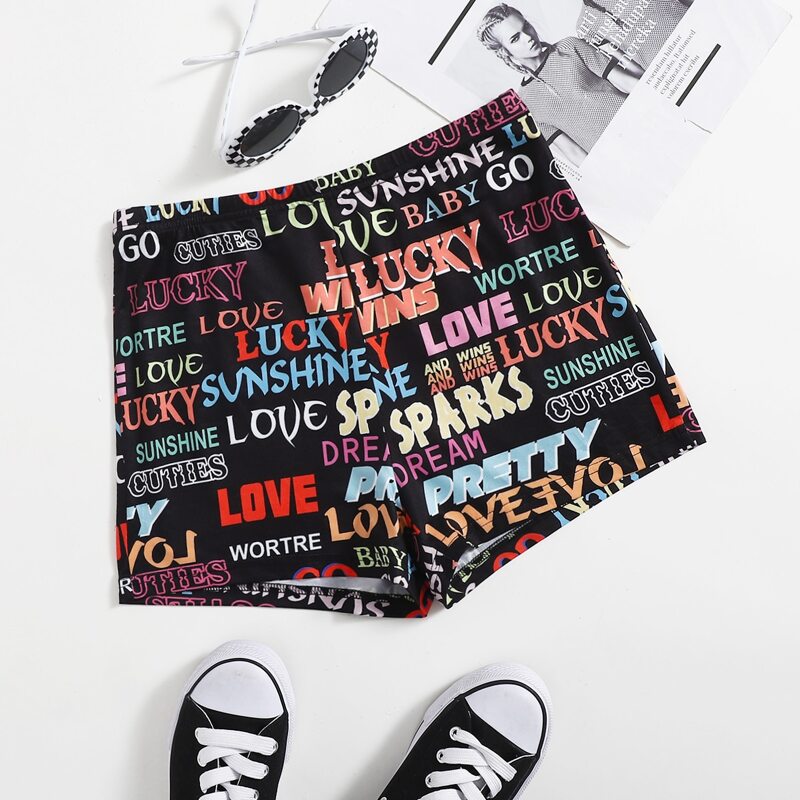 

Elastic Waist Letter Graphic Shorts, Multicolor