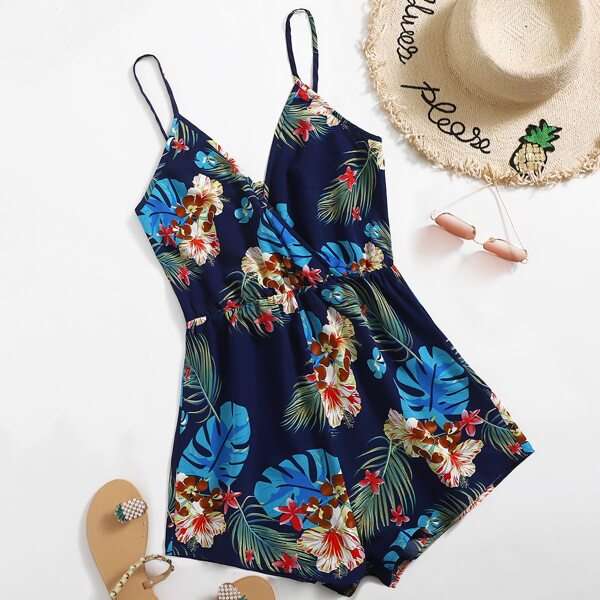 

Tropical Print Slip Romper, Multicolor