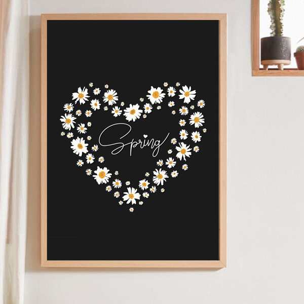 

Daisy Print Unframed Painting, Black