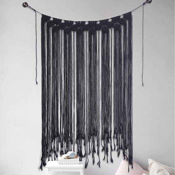 

1pc Woven Tassel Wall Hanging, Black