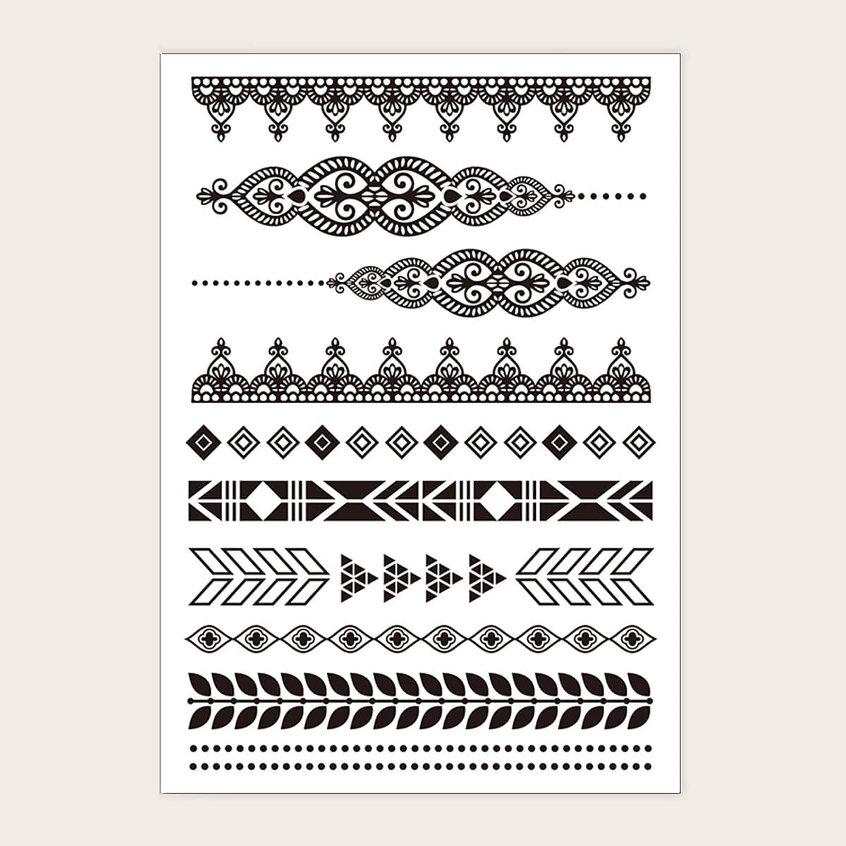 

1sheet Geometric Pattern Tattoo Sticker, Black