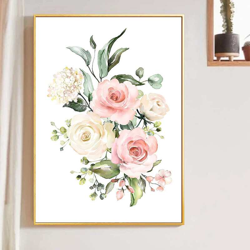 

Flower Print Unframed Painting, White