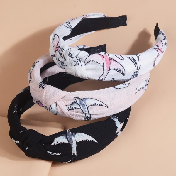 

3pcs Toddler Girls Bird Print Hair Hoop, Multicolor