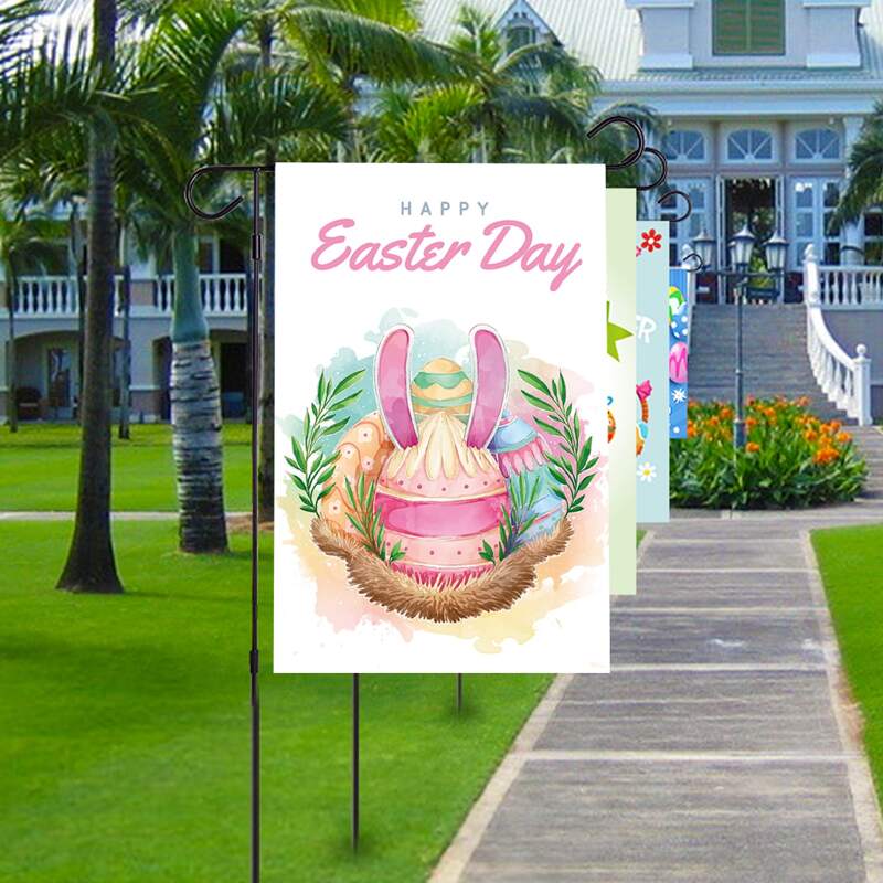 

1pc Egg Print Easter Garden Flag, Multicolor