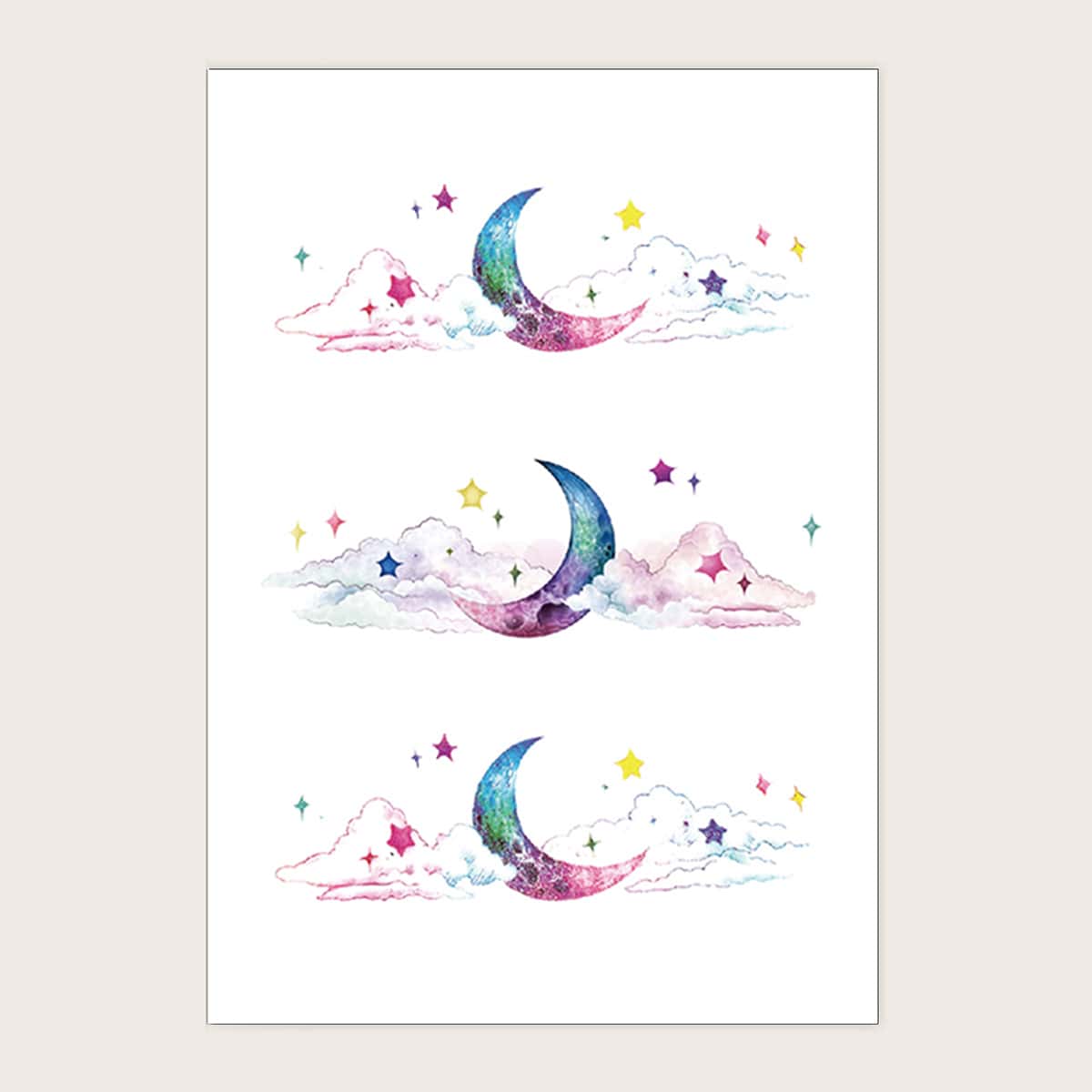 

1sheet Moon & Star Pattern Tattoo Sticker, Multicolor