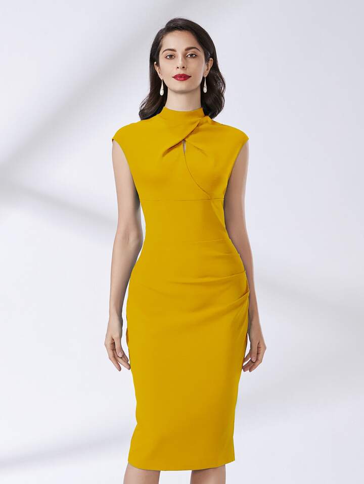cut out split hem dress SHEIN BAE Cutout Solid Split Hem Dress