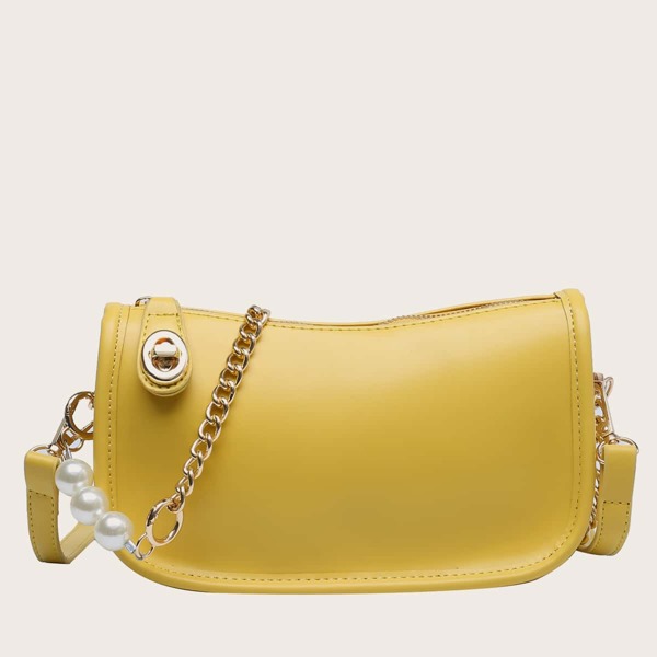 

Twist Lock Chain Shoulder Bag, Yellow