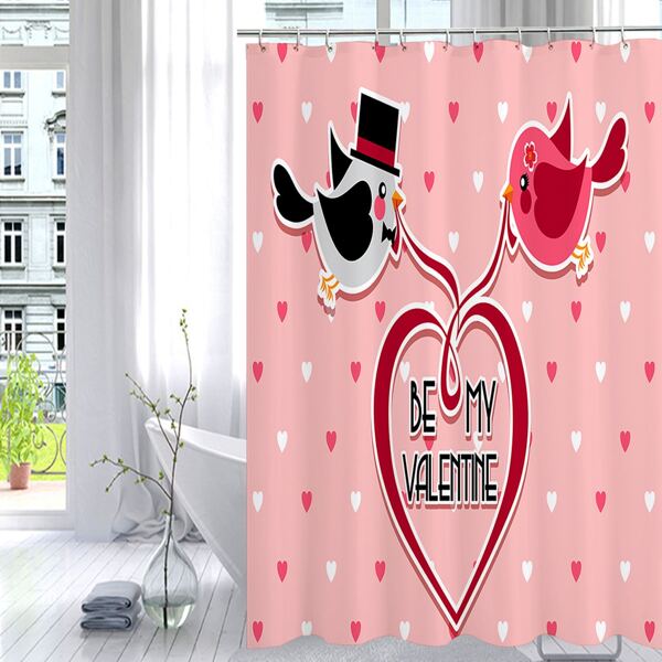 Cartoon Bird Print Shower Curtain, Multicolor
