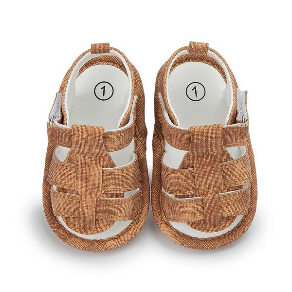 

Baby Boy Minimalist Velcro Strap Sandals, Brown