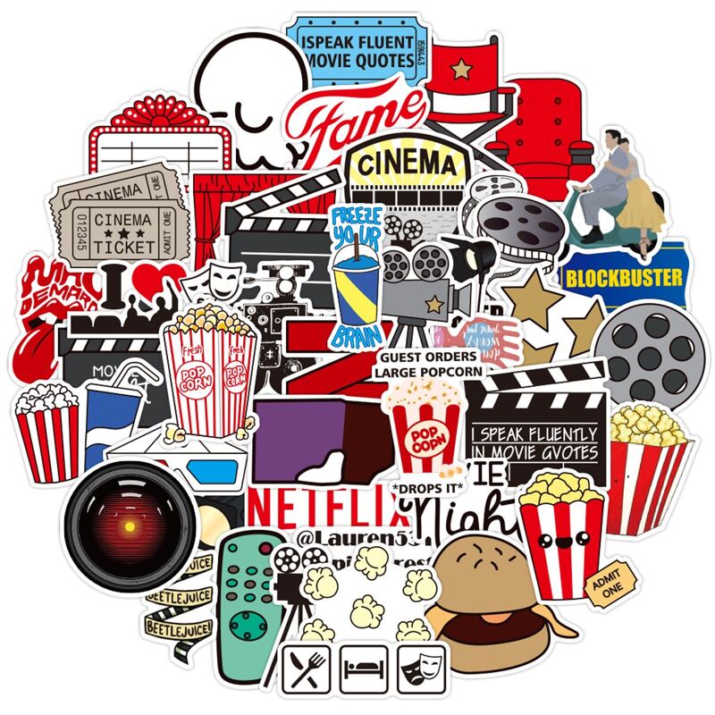 

50pcs Movie Elements Sticker, Multicolor