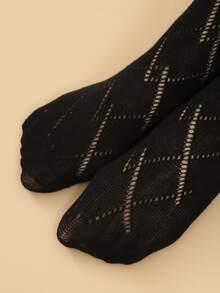 Calcetines sobre rodilla con botón - Negro - Ver 5