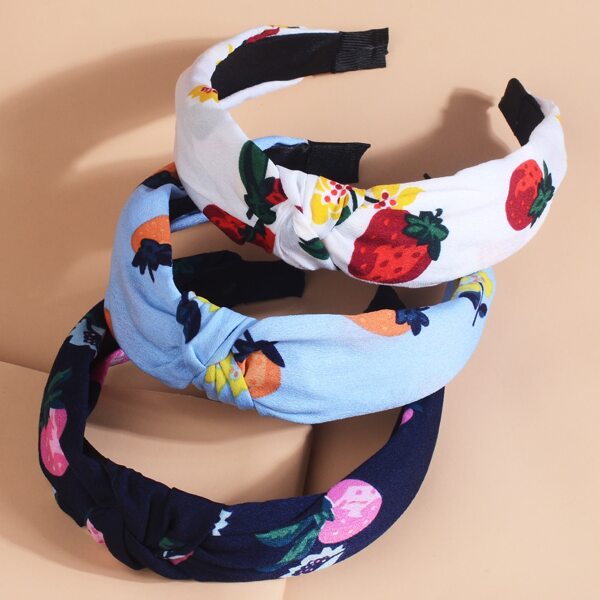 

3pcs Toddler Girls Fruit Print Hair Hoop, Multicolor