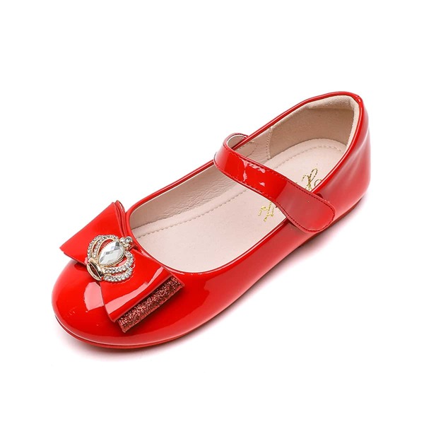 

Girls Rhinestone & Bow Decor Flats, Red