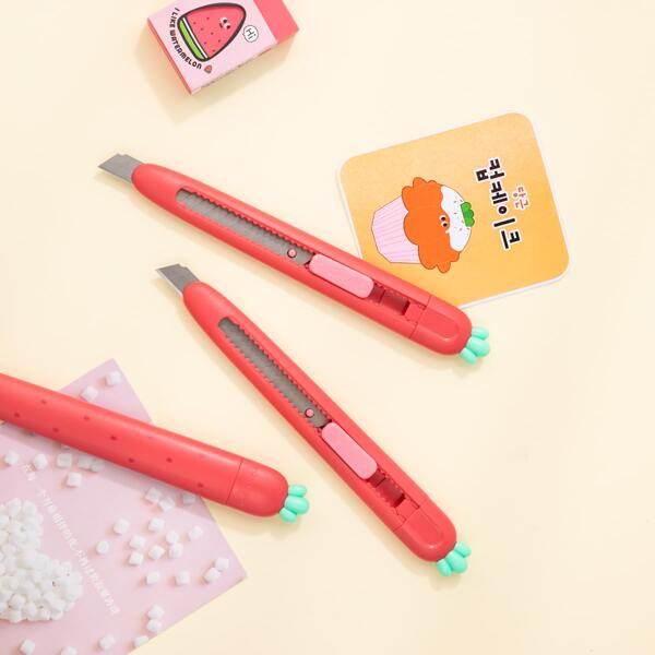 

1pc Strawberry Design Utility Knife, Red