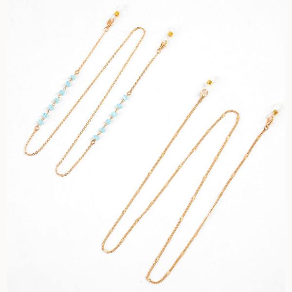 

2pcs Minimalist Face Mask Chain, Gold