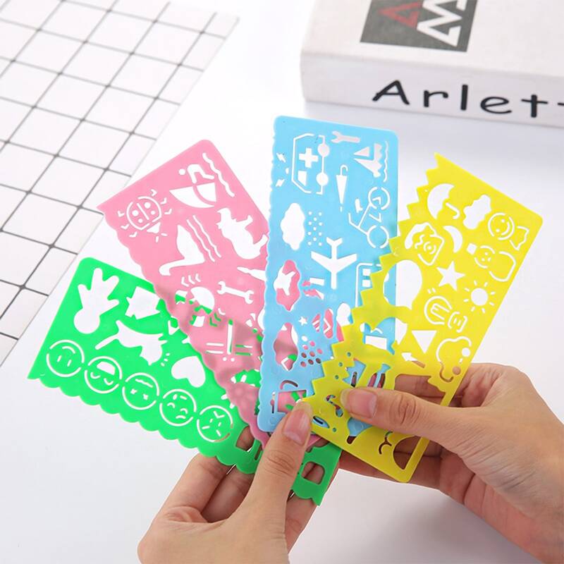 

4pcs Cartoon Drawing Ruler, Multicolor