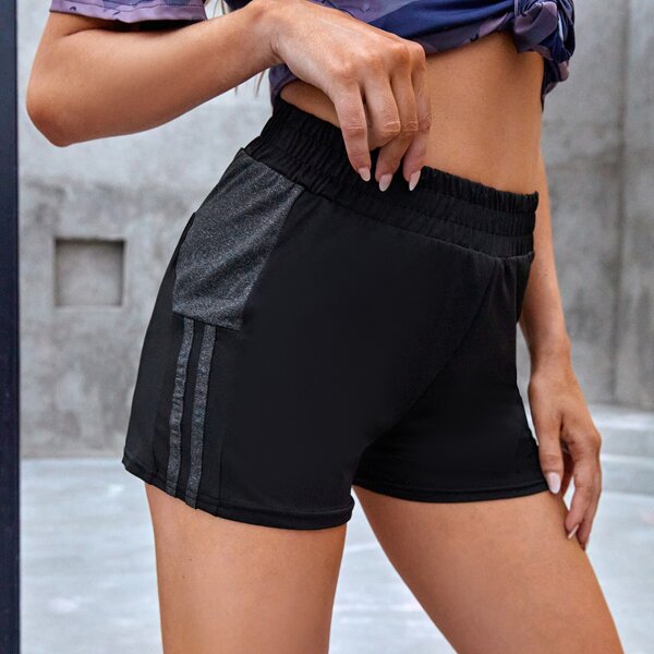 

Side Striped Panel Sports Shorts, Black