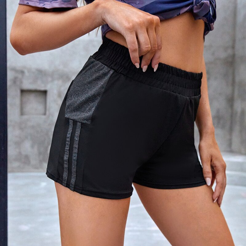 

Side Striped Panel Sports Shorts, Black