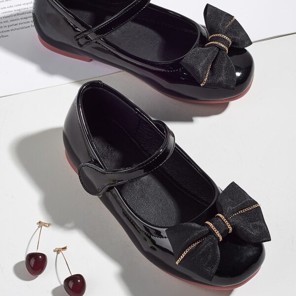 

Toddler Girls Patent Bow Decor Flats, Black