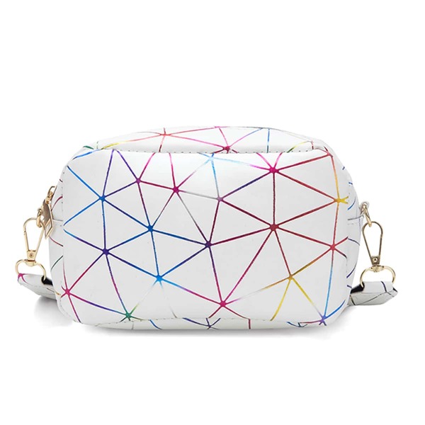 

Geometric Graphic Crossbody Bag, White