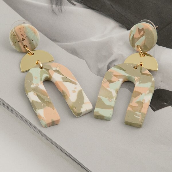 

Terrazzo Clay Multicolored Drop Earrings, Multicolor