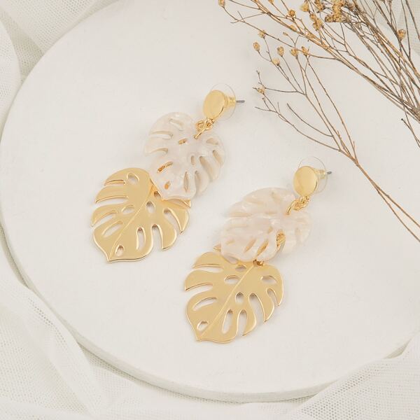 

Acrylic Leaf Charm Drop Earrings, Multicolor
