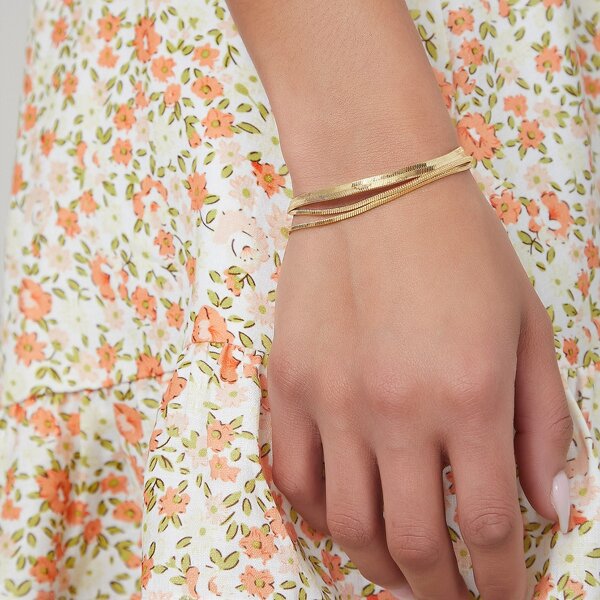 

Minimalistic Snake Chain Layered Bracelet, Gold