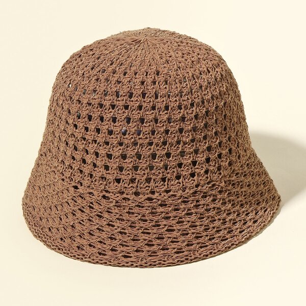 

Solid Braided Bucket Hat, Coffee brown