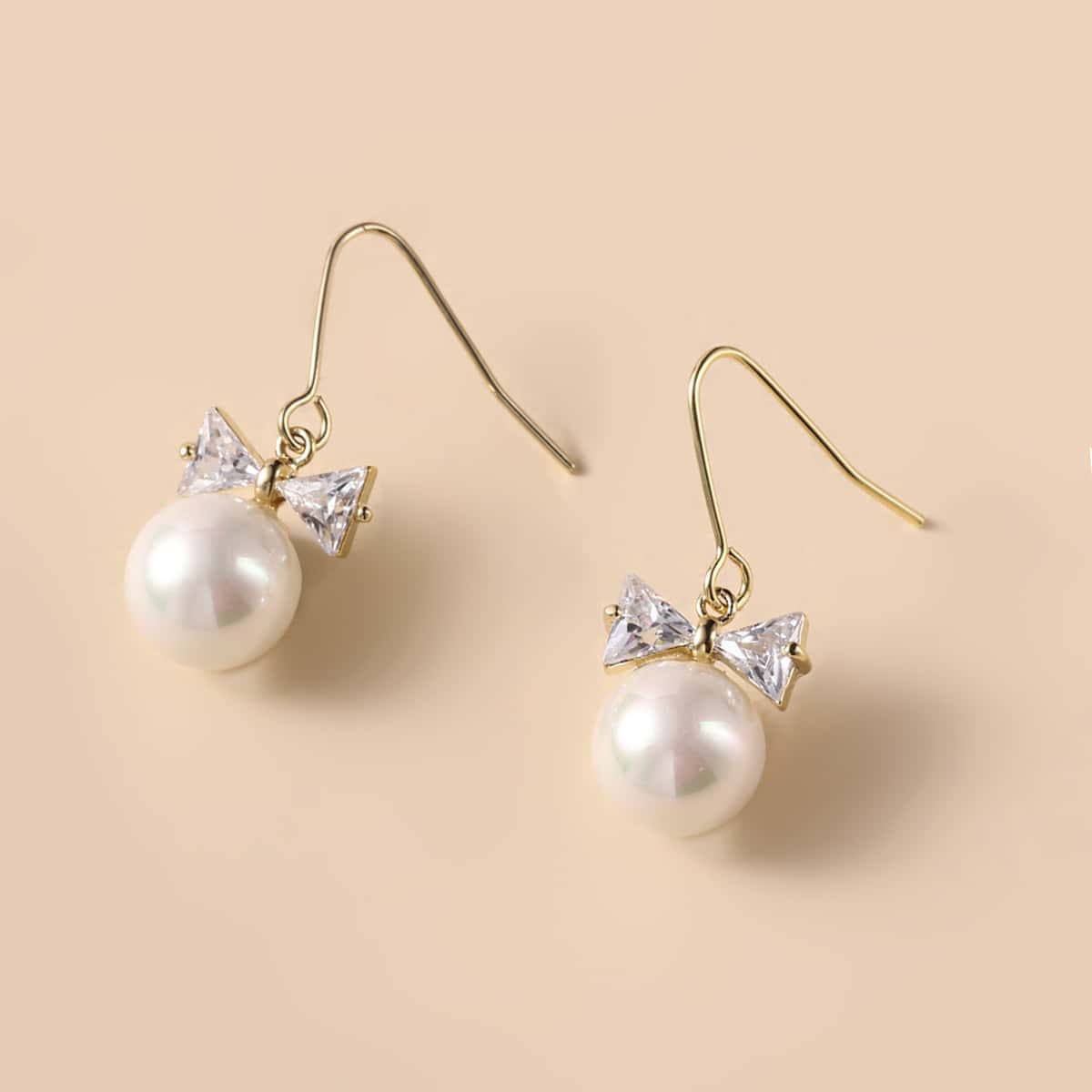 

Faux Pearl Decor Drop Earrings, Gold