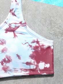 Conjunto de bikini efecto tie-dye para niña preadolescente, verano playa - Multicolor - Ver 4