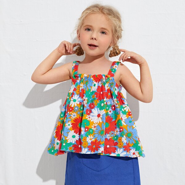

Toddler Girls Allover Floral Frill Trim Cami Top, Multicolor