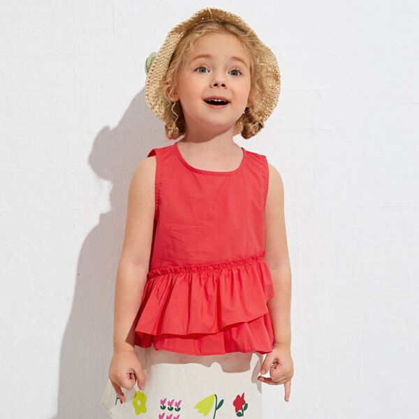 

Toddler Girls Ruffle Hem Tank Top, Red