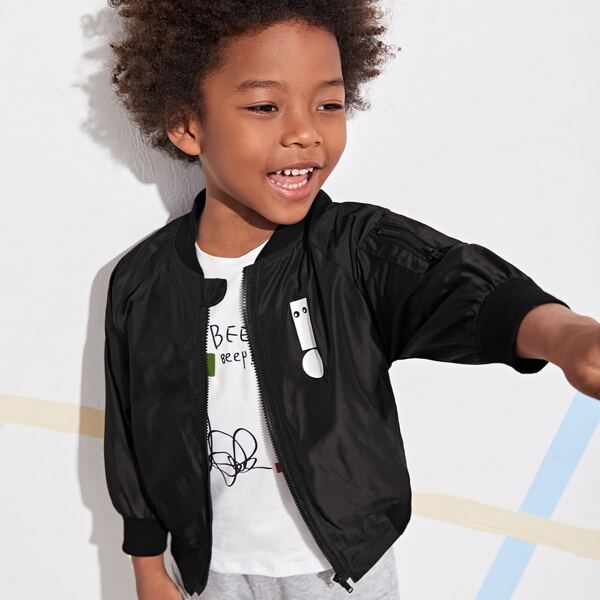 

Toddler Boys Exclamation Mark Bomber Jacket, Black